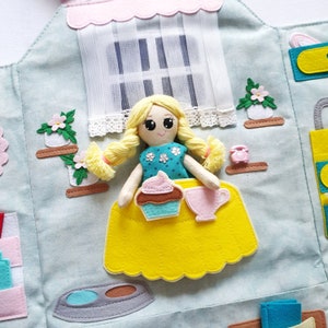 Fabric Dollhouse with 6 Inch Doll, Dollhouse Bag, Doll Play Set, Travel Toy for Girl image 6