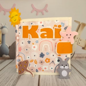 Quiet book for baby, textile baby book, gift gor 1-2 year old, sensory book for boy and girl