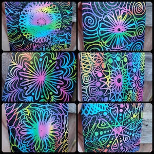 Glitter Finish Rainbow Scratch Art Collection #1-6
