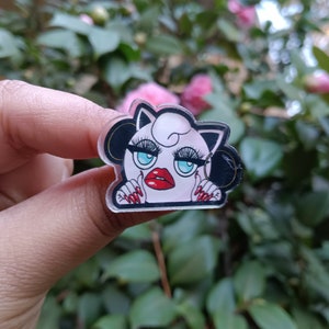 Baddiepuff acrylic pin | sassy anime parody pin