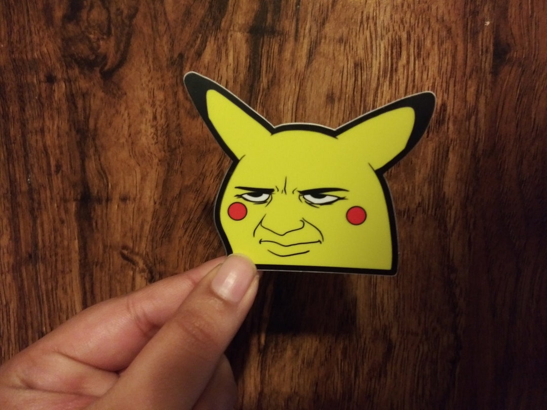 Pika Pleased Vinyl Sticker Weatherproof, Anime Yellow Mouse Meme Decal 