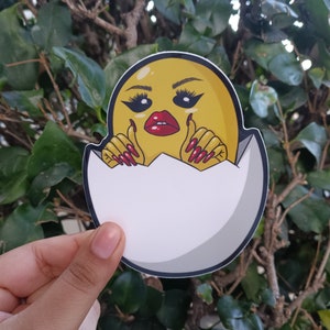 GudeMama weather proof vinyl sticker | Sassy egg cartoon decal