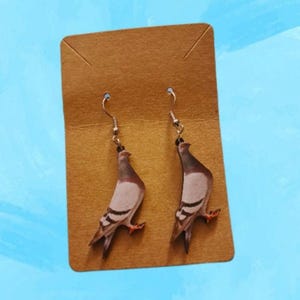 Pigeon Dangle Earrings | Funny and Cute Rock Dove Bird Charm Accessories