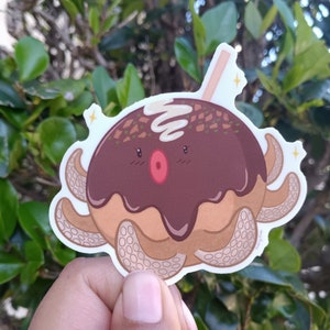 Mrs. Takoyaki Sticker| Cute Kawaii anime octopus Japanese food snack decal