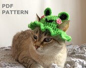 Crochet hat for cat, frog hat, crochet PATTERN for pets, bucket frog hat, funny hat, cat beanie, sun hat.