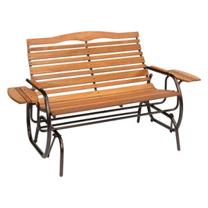 Hardwood Glider Bench with Trays in Bronze