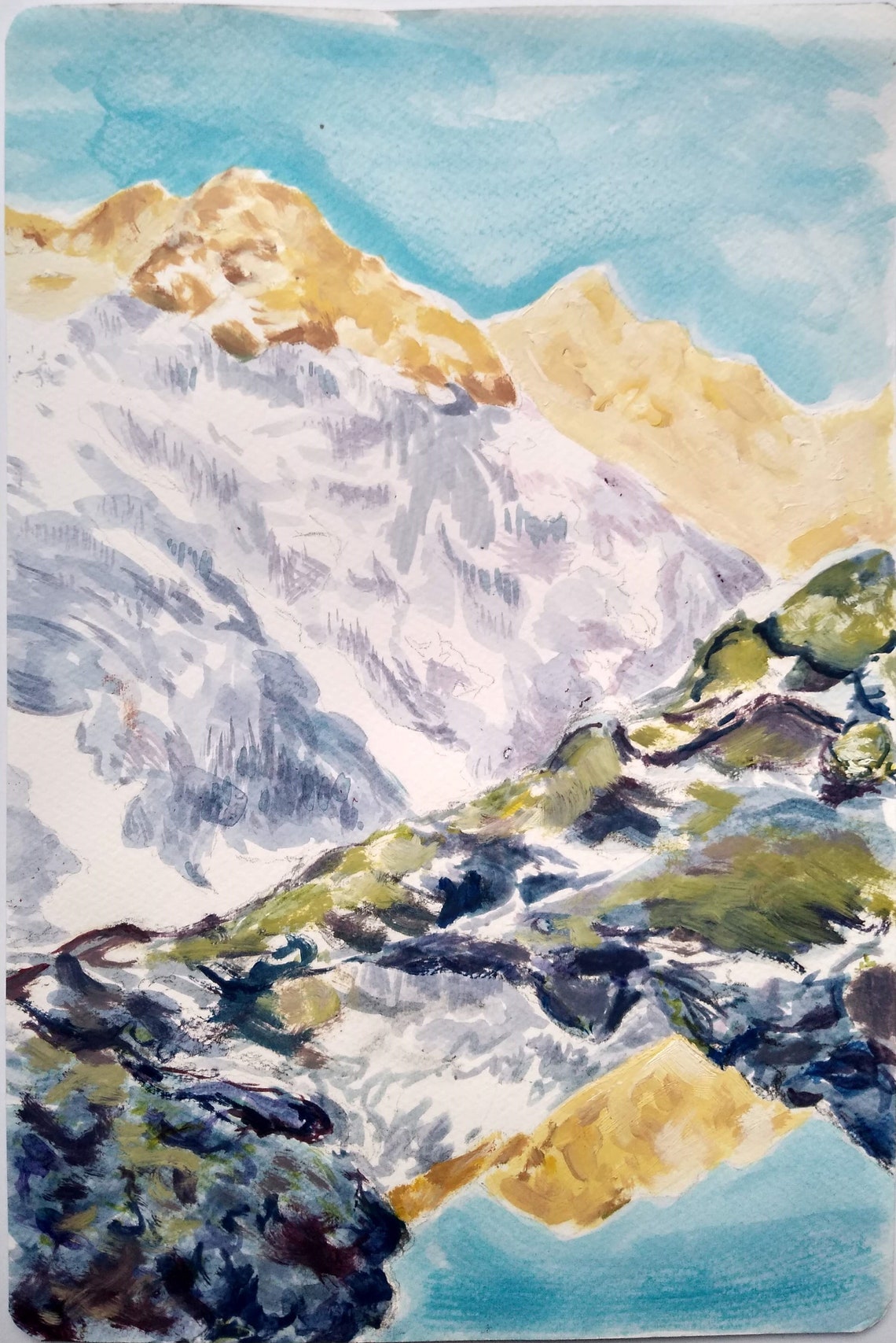 Alps - Water Based Oil on Cartridge Paper - Etsy