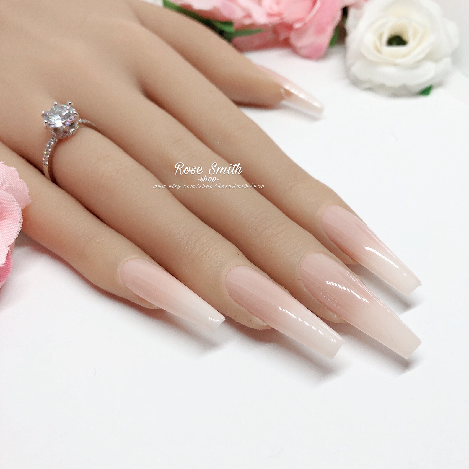 Ivory Baby Boomer Hell Beige Ombre Press On Nails Etsy.de