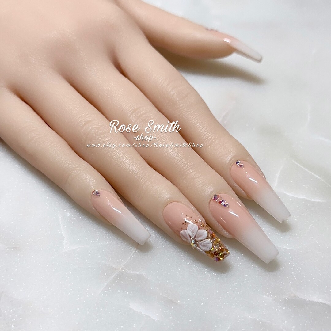 Perfect Baby Boomer Gold Beige With 3D Flowers Press on Etsy