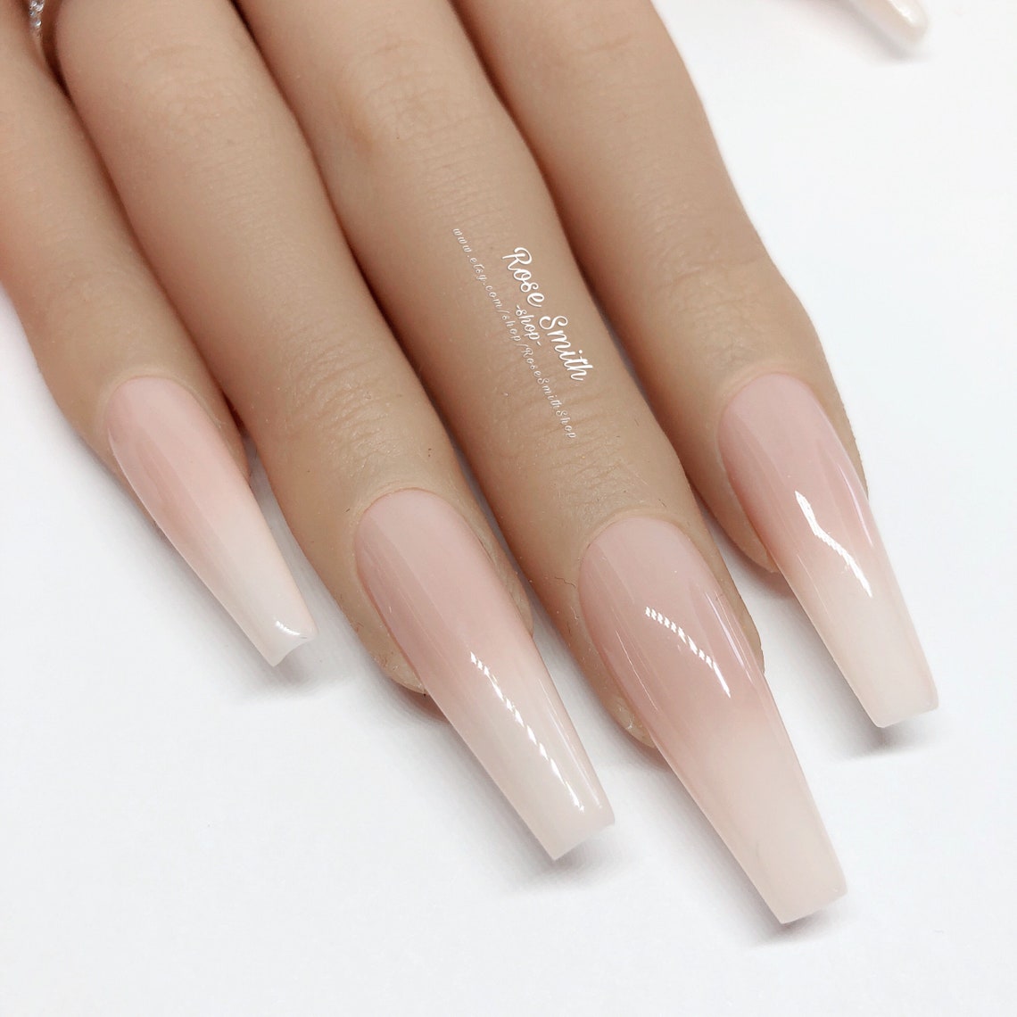 Ivory Baby Boomer Hell Beige Ombre Press On Nails Etsy