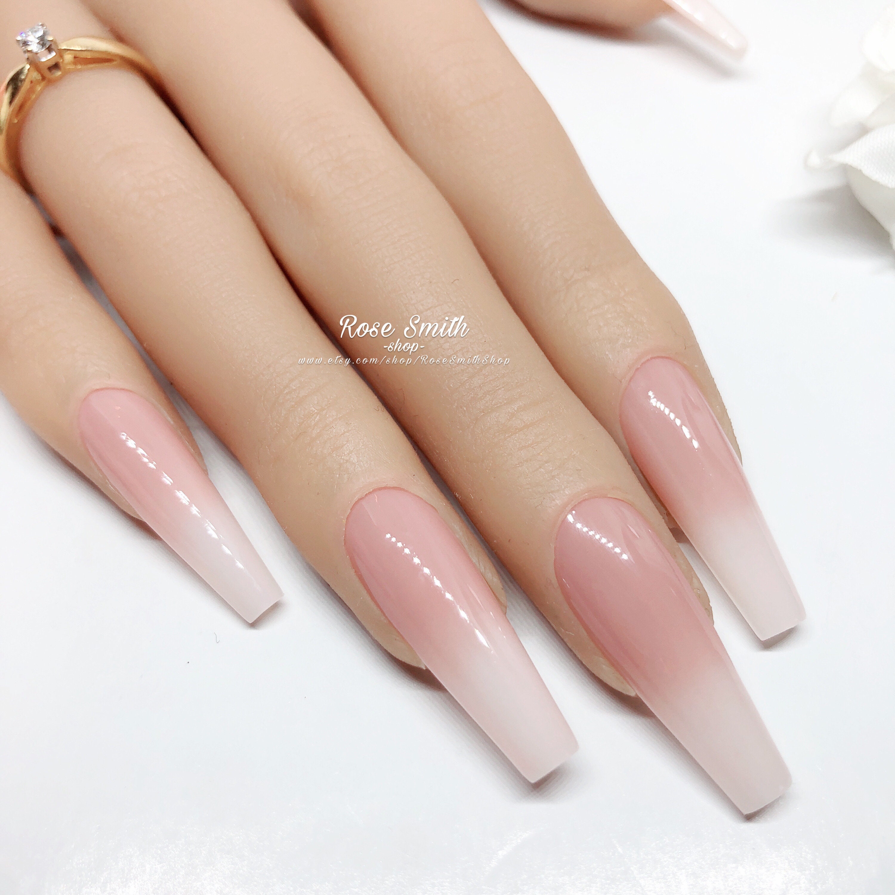 Perfect Baby Boomer in Nude Rosa Press on Nails - Etsy