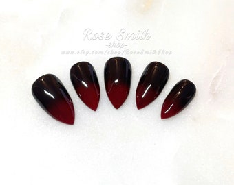 Black Red Ombre | Press On Nails