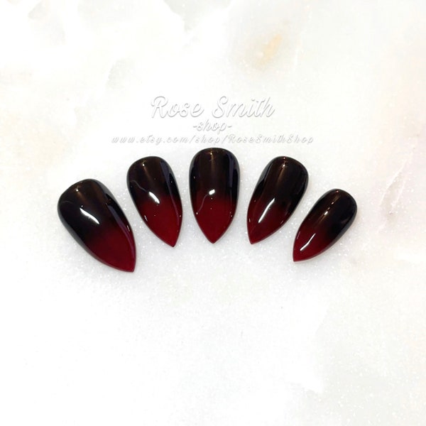 Black Red Ombre | Press On Nails