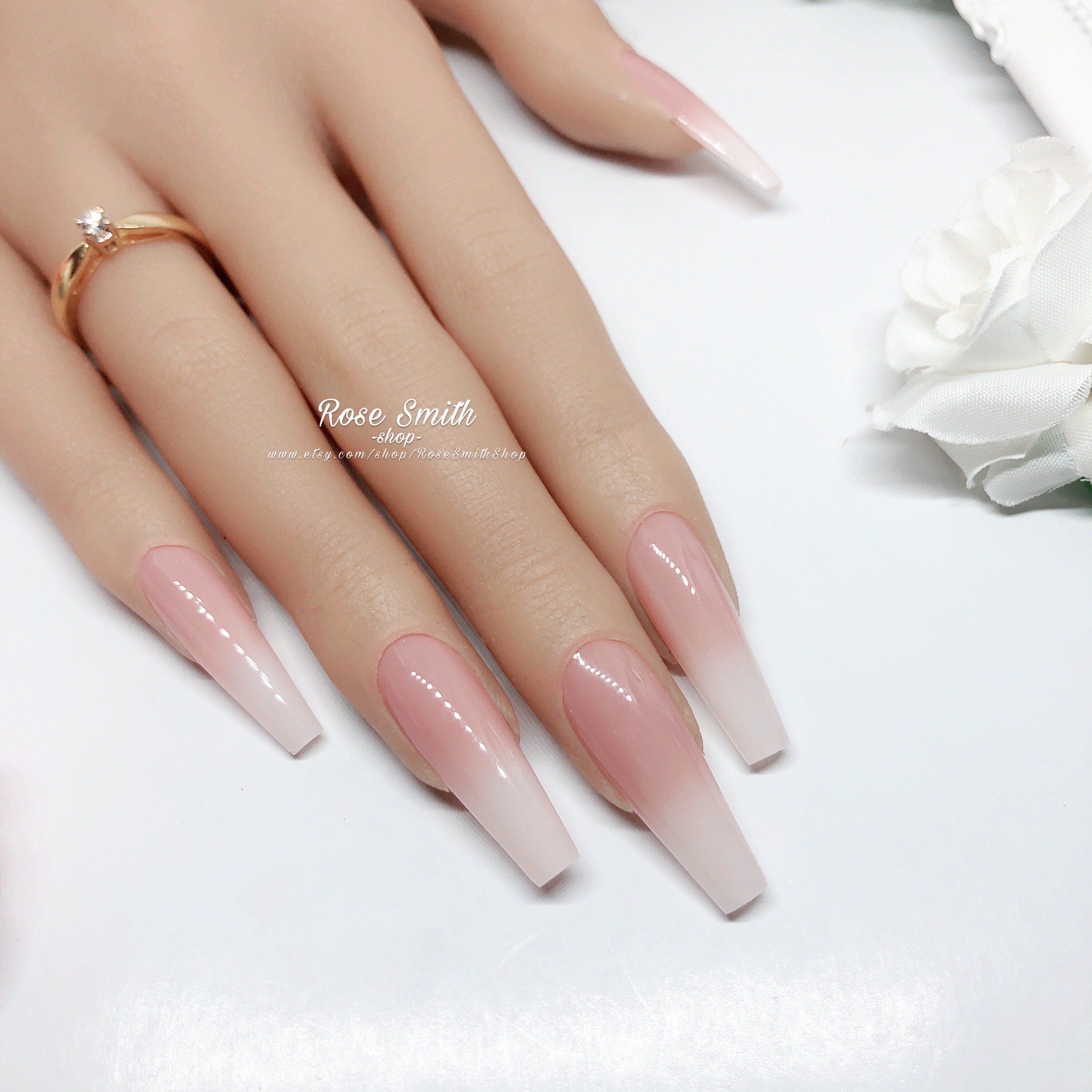 Perfect Baby Boomer in Nude Rosa Press on Nails - Etsy