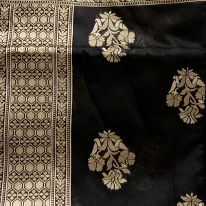 Black Exclusive Beautiful Black Traditional Banarasi Saree, Handloom Sari, Banarasi Silk/ Golden Zari Weave Work, FREE SHIPPING from USA
