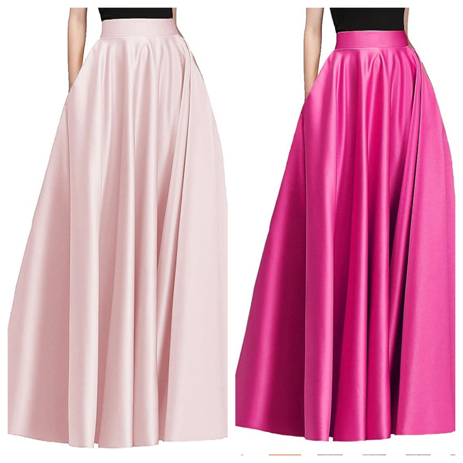 Women Satin Skirts Long Floor Length High Waist Wedding, Formal Prom