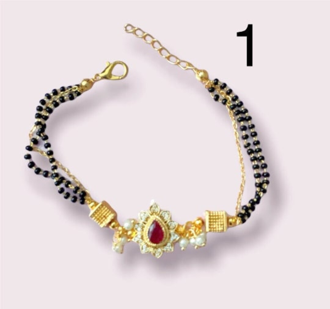 Mangalsutra Bracelet/Antique Gold Classic Bracelet/ Indian Jewelry/ Gold Bracelet/Black Bead Bracelet/ Indian Wedding Jewelry/ Nazarbattu