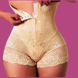 Postpartum Body Shaper Waist Trainer Lace Butt Lift Hook-Eye Control Butt  Lifter, Full Body Shaper for Women (Color : Skin Tone, Size : Small) :  : Clothing, Shoes & Accessories