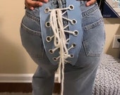 lace up corset jeans by stunna stitch