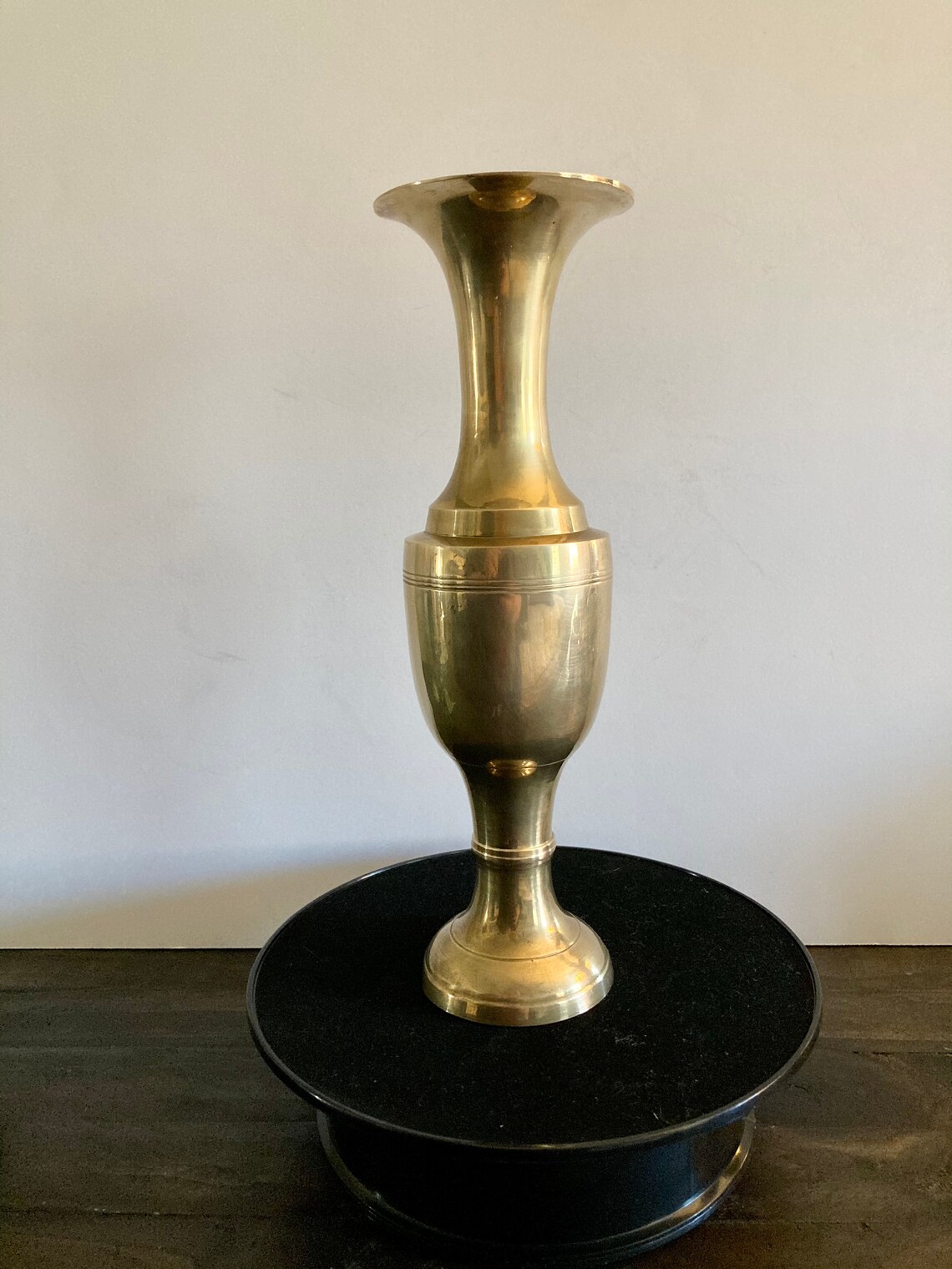 Vintage Gold Brass Flute Vase Etsy