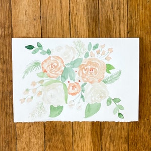 Watercolor wedding bouquet, Loose watercolor floral painting