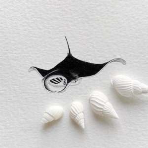 Giant manta ray, original painting, tiny art
