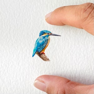Kingfisher, original painting, miniature watercolour, tiny art, bird art
