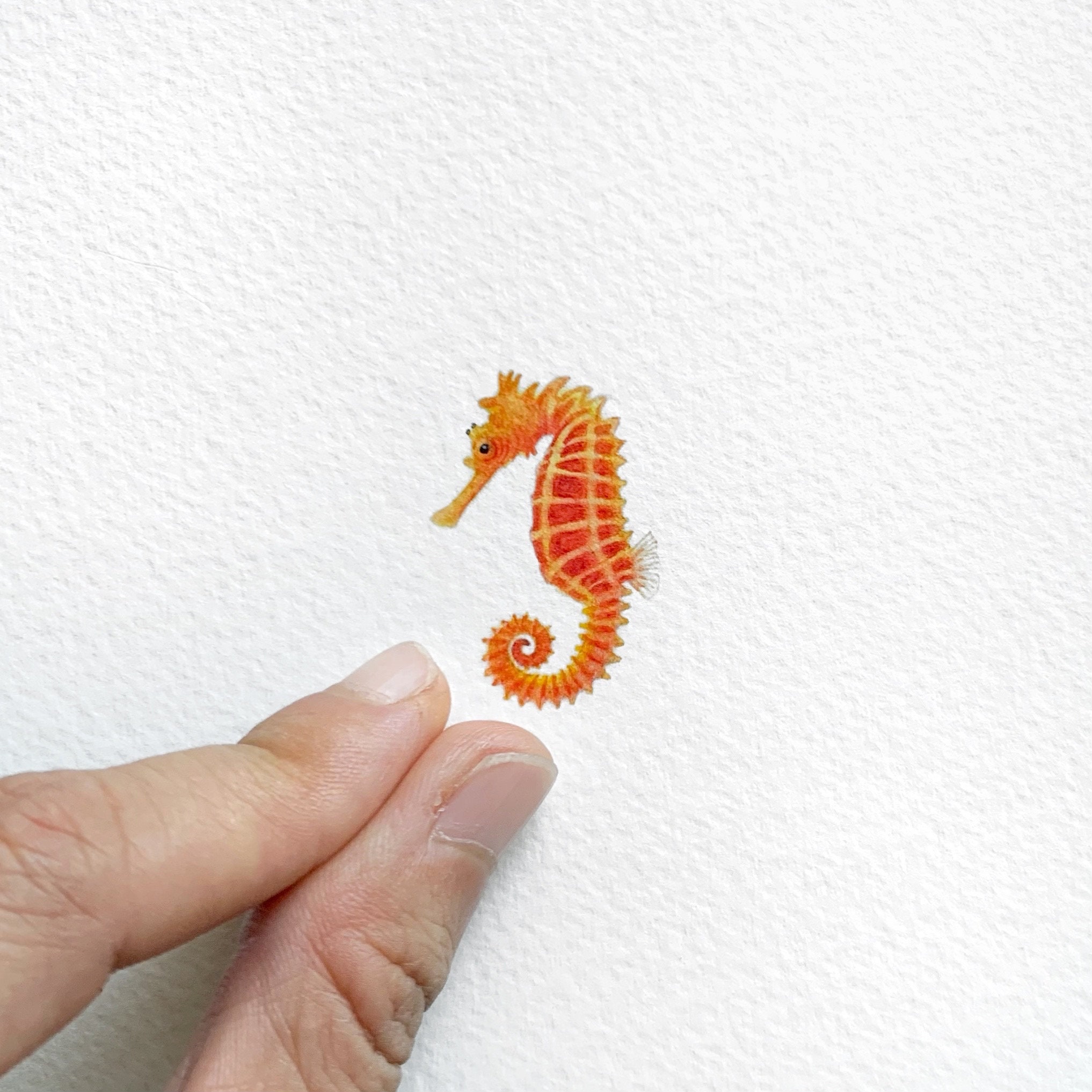 Seahorse, original painting, miniature art, tiny painting
