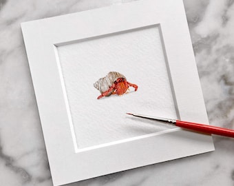 Hermit crab, original painting, tiny art