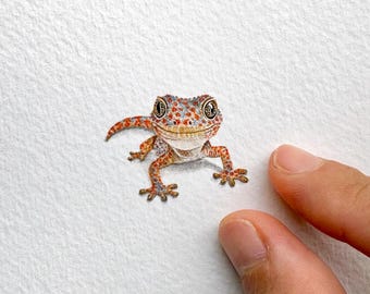 Original Miniature Tokay Gecko Watercolour Painting