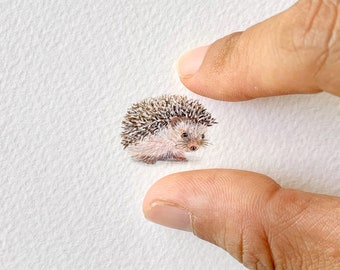 Hedgehog, original painting, tiny art