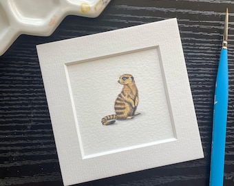 Meerkat, original painting, tiny art