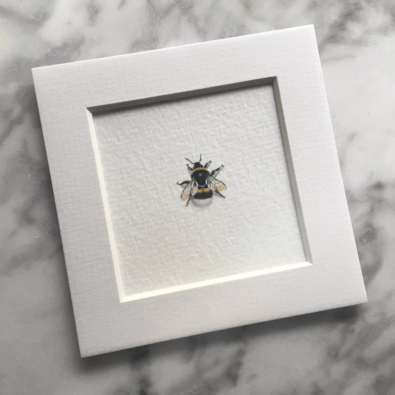Bumblebee, original painting, miniature watercolor, tiny art, actual size image 3