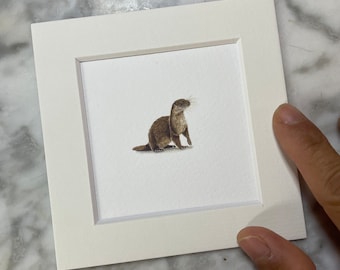 Sea otter, original painting, tiny art