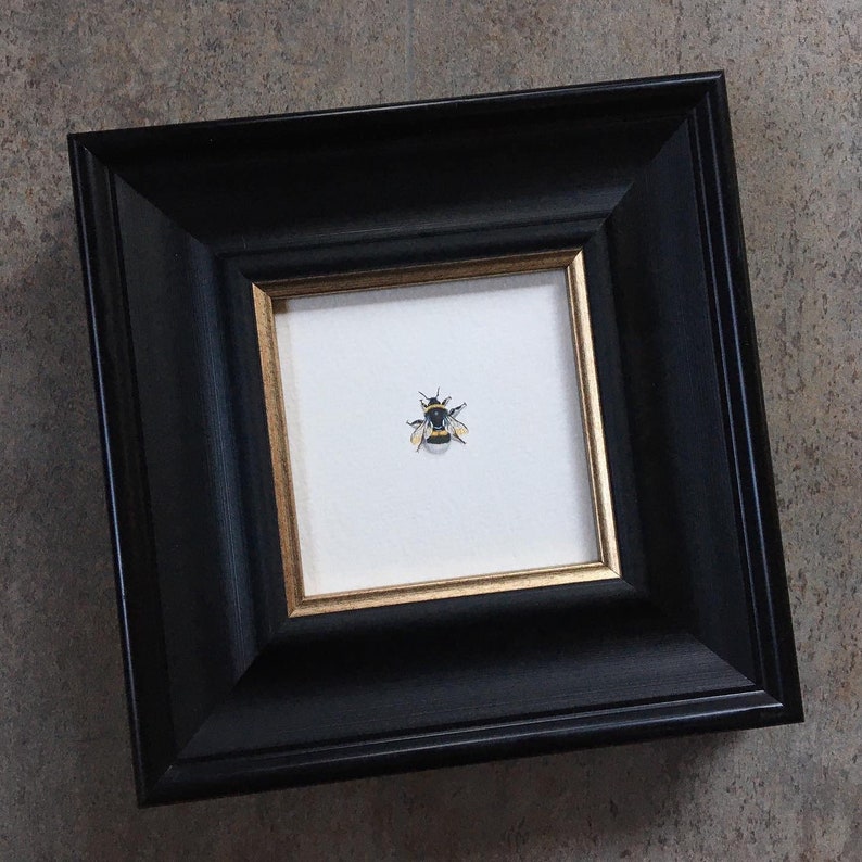 Bumblebee, original painting, miniature watercolor, tiny art, actual size image 5