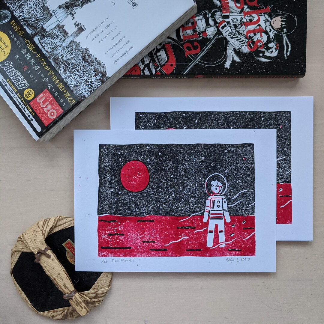 Red Planet Print. Astronauta de la Luna Espacio Marte Lino - Etsy España