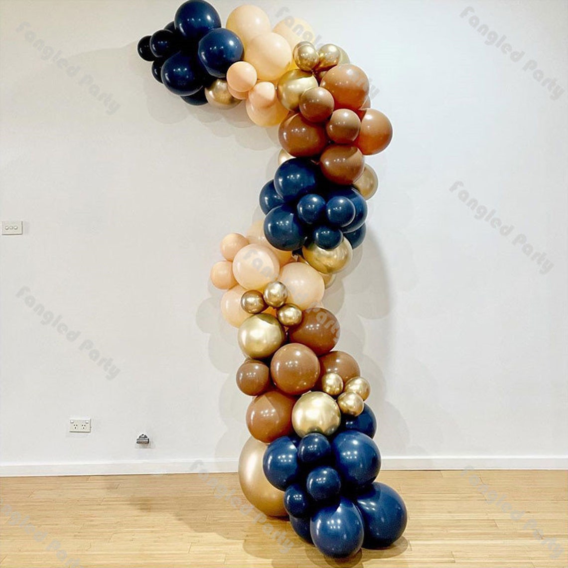 81pcs Matte Navy Blue Coffee Balloons Arch Cream Peach Gold Etsy