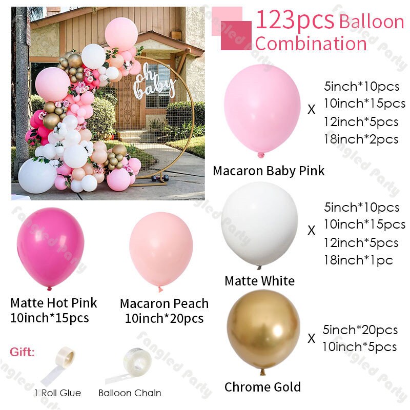 123pcs Macaron Baby Pink Peach Balloon Garland Arch Kit Matte | Etsy