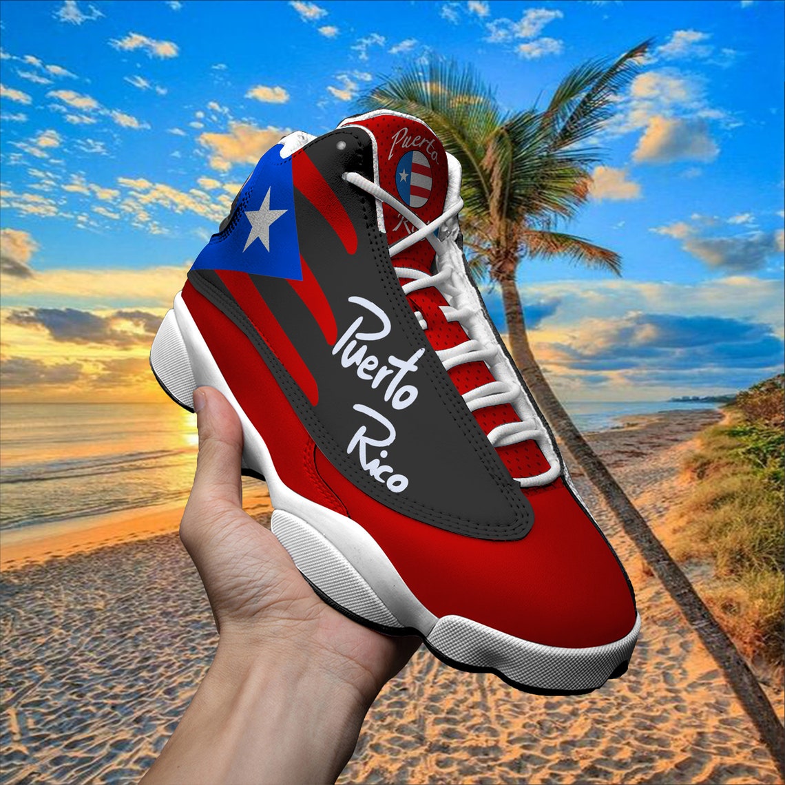Shoes Puerto Rico Black Jordan 13 High Top Shoes. Personalized Etsy
