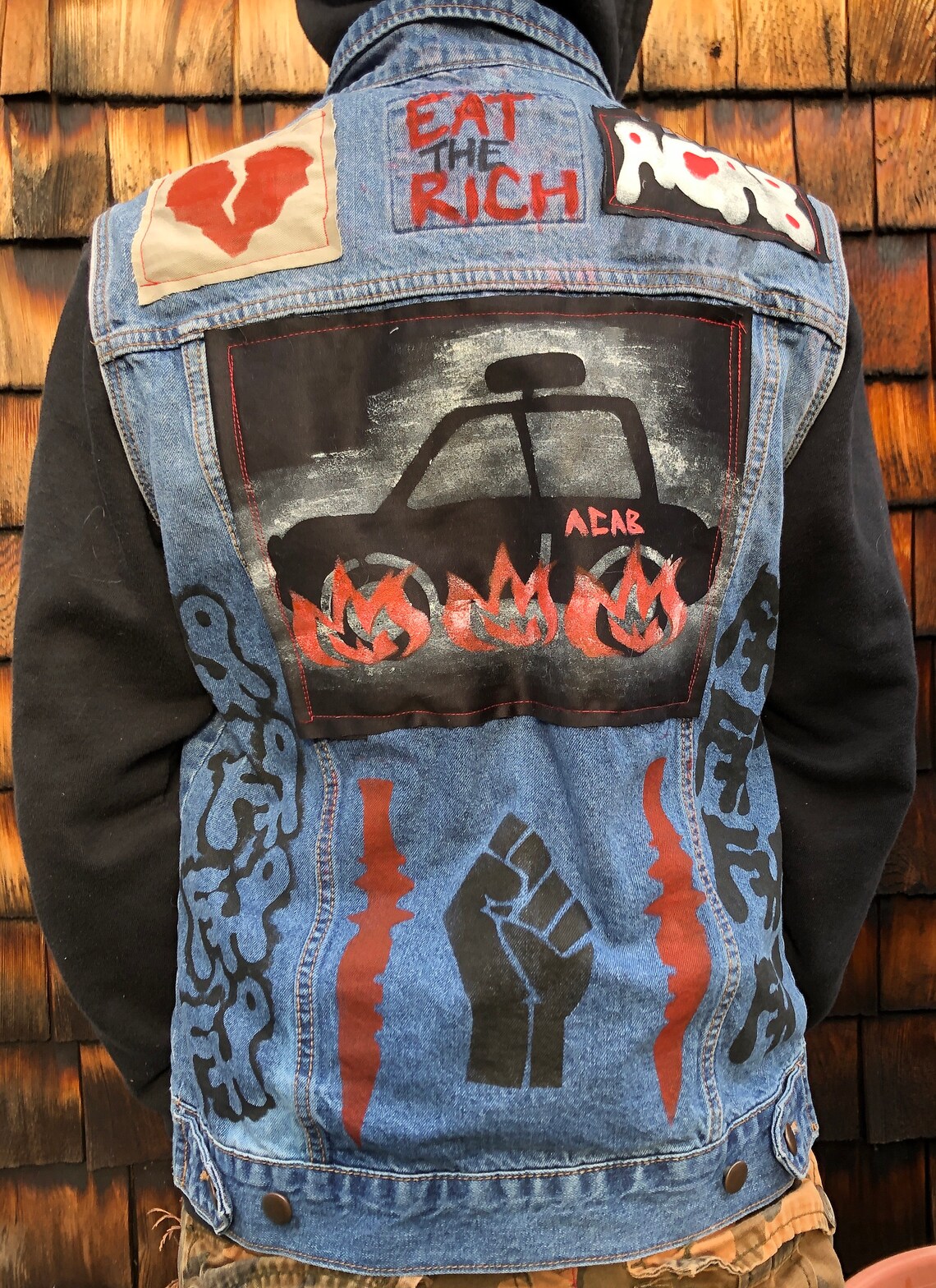 Customized punk FTP/ACAB denim vest upcycled punk vest | Etsy