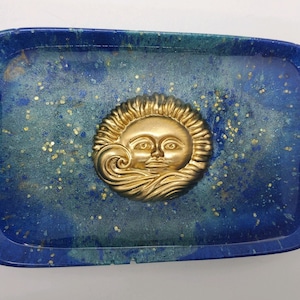 Handmade Soap Dish, Sun Ring Dish, Trinket Dish, Jewelry Holder, Soap Holder, Ring Holder, Resin Soap Dish, Glitter Decor, Gift for Her