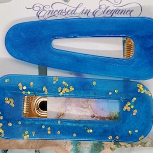 Blue Hair Clips, Hair Accessories, Resin Hair Clips, Handmade Hair Clips, Hair Clips for Girls, Gift For Her, Gift For Girls