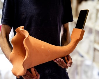 Terracotta Hornbox Gramophone Speaker - Gramophone for Smartphone