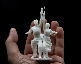 4" Worker and Kolkhoz Woman Figurine