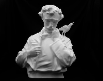 Edgar Allan Poe Bust - Gothic Literature Inspired Sculpture | Size Option |