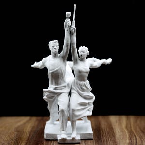 Worker and Kolkhoz Woman Sculpture - Socialist Realism Art Statue |Size Option|