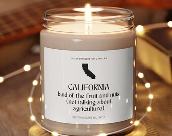 California State Candle, state gifts, homesick candle, moving to California, new home, housewarming, funny California gift, college student