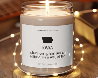 Iowa State Candle, state gifts, homesick candle, moving to Iowa, new home, housewarming, funny Iowa gift, college student gift, move to Iowa