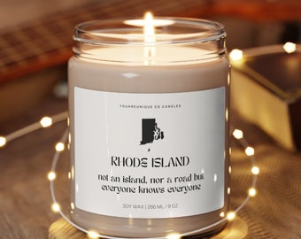 Rhode Island State Candle, state gifts, homesick candle, moving to Rhode Island, new home, housewarming, funny college Rhode Island gift,