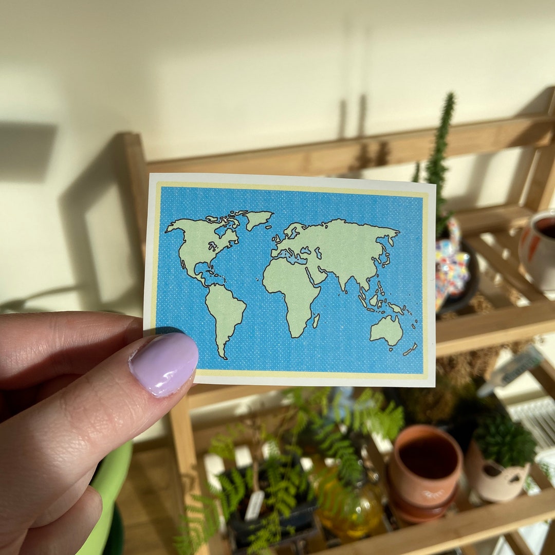 Mini World Map Glossy Sticker - Etsy